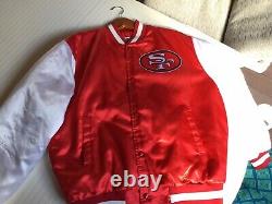 Vintage 1980's San Francisco 49ers Team Of The Decade Chalk Line Satin Jacket L