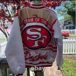 Vintage 1980's San Francisco 49ers Team Of The Decade Chalk Line Satin Jacket L