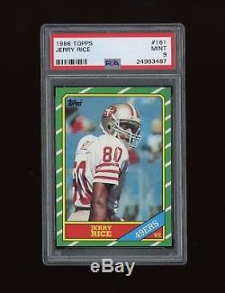 Vintage 1986 Topps #161 Jerry Rice Rookie RC Football Card 49'ers PSA 9 Mint HOF