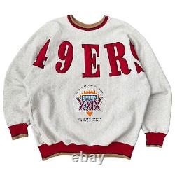 Vintage 49ers San Francisco NFL Super Bowl Crewneck Sweatshirt XL Spellout Grey