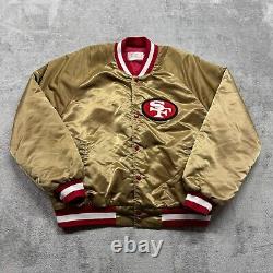 Vintage 80s Chalk-Line NFL San Francisco 49ers Forty Niners Satin Bomber Jacket