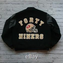 Vintage 80s San Francisco 49ers Leather Wool Varsity Jacket Chalk Line Black