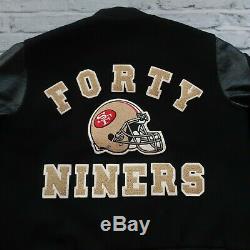 Vintage 80s San Francisco 49ers Leather Wool Varsity Jacket Chalk Line Black