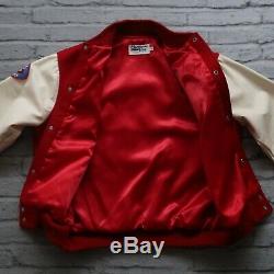 Vintage 80s San Francisco 49ers Leather Wool Varsity Jacket Chalk Line Red