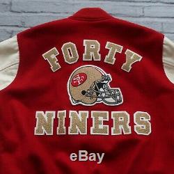 Vintage 80s San Francisco 49ers Leather Wool Varsity Jacket Chalk Line Red