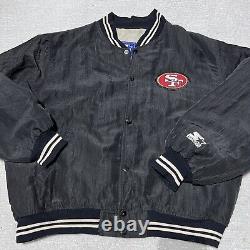 Vintage 90 Starter San Francisco 49ers NFL Bomber Jacket Mens L Large USA Black