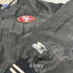 Vintage 90 Starter San Francisco 49ers NFL Bomber Jacket Mens L Large USA Black