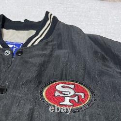 Vintage 90 Starter San Francisco 49ers NFL Bomber Jacket Mens L Large USA Black