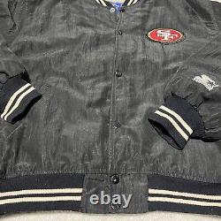 Vintage 90 Starter San Francisco 49ers NFL Bomber Jacket Mens L Large USA Black