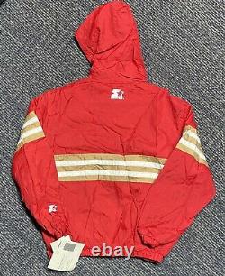 Vintage 90's Mens Starter San Francisco 49ers 3/4 Red Pullover Jacket Medium NWT