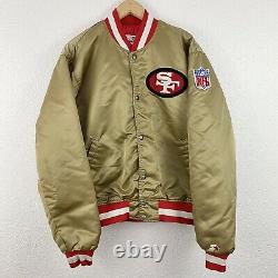 Vintage 90's STARTER NFL SF San Francisco 49ers Gold Satin Jacket Adult Sz Large