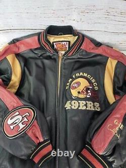 Vintage 90's San Francisco 49ers Carl Banks GIII NFL Leather Jacket Size Large