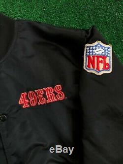 Vintage 90's San Francisco 49ers Starter Black Satin NFL Jacket Medium Big LOGO
