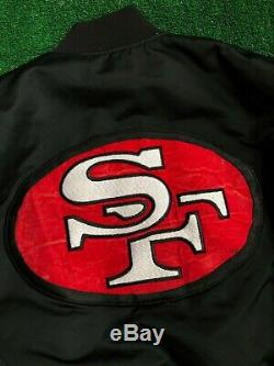 Vintage 90's San Francisco 49ers Starter Black Satin NFL Jacket Medium Big LOGO