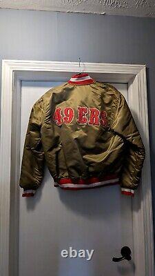 Vintage 90s NFL San Francisco 49ers Starter Jacket Satin Gold Bomber M EUC