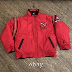 Vintage 90s Pro Player San Francisco 49ers Red Black Reversible Jacket Medium M