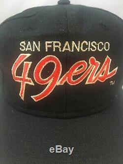 Vintage 90s San Francisco 49ers Sports Specialties Script Snapback Hat Cap Black
