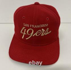 Vintage 90s San Francisco 49ers Sports Specialties Script Snapback Wool Hat Cap
