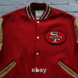 Vintage 90s San Francisco 49ers Super Bowl Leather Wool Varsity Jacket 50 Delong