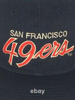 Vintage 90s Sports Specialties San Francisco 49ers Script Hat Cap Black Dome