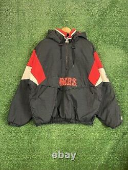 Vintage 90s Starter San Francisco 49ers Puffer Jacket Mens XL Black Red White