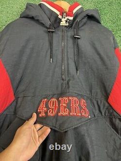 Vintage 90s Starter San Francisco 49ers Puffer Jacket Mens XL Black Red White