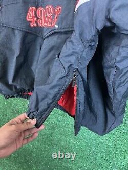 Vintage 90s Starter San Francisco 49ers Puffer Jacket Mens XL Black Red White