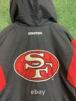 Vintage 90s Starter San Francisco 49ers Puffer Jacket Mens XL Black Red White