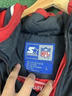 Vintage 90s Starter San Francisco 49ers Puffer Jacket Mens XL Black Red White