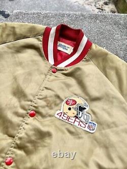 Vintage Chalk Line Gold San Francisco 49ers Satin Jacket Coat NFL XL RARE