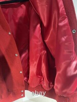 Vintage Chalk Line San Francisco 49ers Red White Wool Leather Jacket Size Large