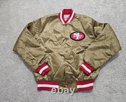 Vintage Locker Line San Francisco 49ers SF Gold Satin Jacket Size Large