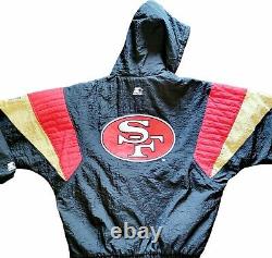 Vintage Mens San Francisco 49ers Starter Jacket 1/4 Zip Pullover Size XL