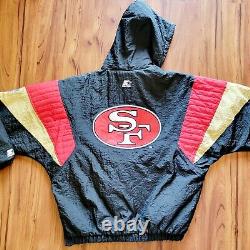Vintage Mens San Francisco 49ers Starter Jacket 1/4 Zip Pullover Size XL