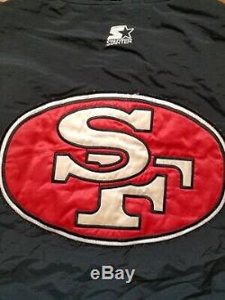 Vintage Mens Starter San Francisco 49ers Hooded Jacket Size Large-Black