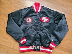 Vintage Mens Starter San Francisco 49ers Satin Jacket Size Small-Black