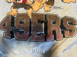 Vintage NFL Flintstones Crewneck Sweater San Francisco 49ers Grey SIZE L RARE