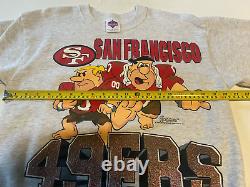 Vintage NFL Flintstones Crewneck Sweater San Francisco 49ers Grey SIZE L RARE