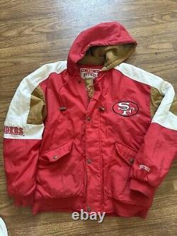 Vintage NFL Nutmeg San Francisco 49ers Double Zip with Hoodie 5 Pocket Jacket L