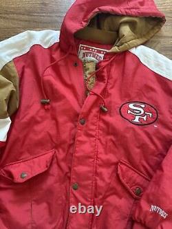 Vintage NFL Nutmeg San Francisco 49ers Double Zip with Hoodie 5 Pocket Jacket L