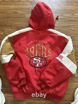 Vintage NFL Nutmeg San Francisco 49ers Double Zip with Hoodie 5 Pocket Jacket L