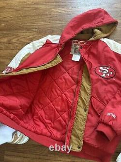 Vintage NFL Nutmeg San Francisco 49ers Double Zip with Hoodie 5 Pocket Jacket L