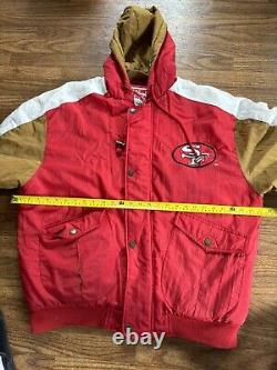 Vintage NFL Nutmeg San Francisco 49ers Double Zip with Hoodie 5 Pocket Jacket L