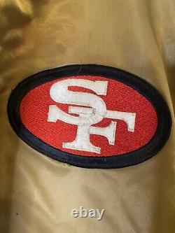 Vintage NFL SAN FRANCISCO 49ERS PRO LINE STARTER SATIN BOMBER JACKET XL GOLD