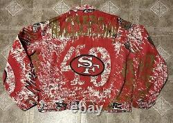 Vintage NFL San Francisco 49ers Denim Pro Player AOP graffitti Jacket Size L/XL