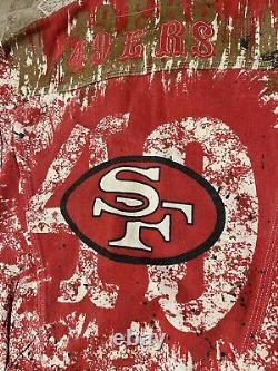 Vintage NFL San Francisco 49ers Denim Pro Player AOP graffitti Jacket Size L/XL