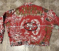 Vintage NFL San Francisco 49ers Denim Pro Player AOP graffitti Jacket Size L/XL