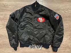 Vintage Reversible San Francisco 49ers Starter Jacket Black Gold Satin Bomber L