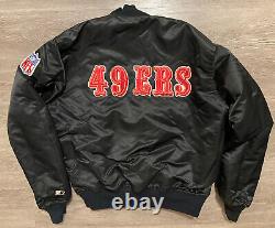Vintage Reversible San Francisco 49ers Starter Jacket Black Gold Satin Bomber L