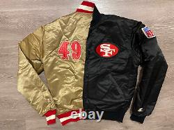 Vintage Reversible San Francisco 49ers Starter Jacket Black Gold Satin Bomber S